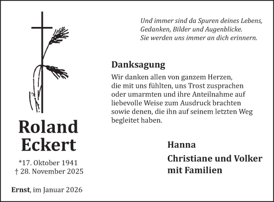 Traueranzeige von Ernst Eckert von WochenSpiegel