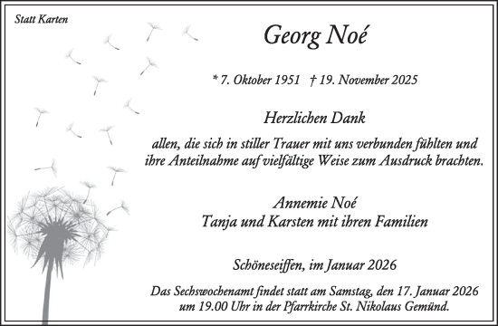Traueranzeige von Georg Noé von WochenSpiegel