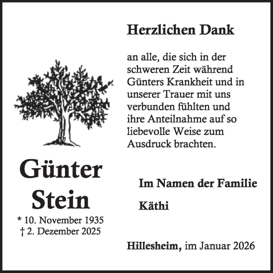 Traueranzeige von Günter Stein von WochenSpiegel