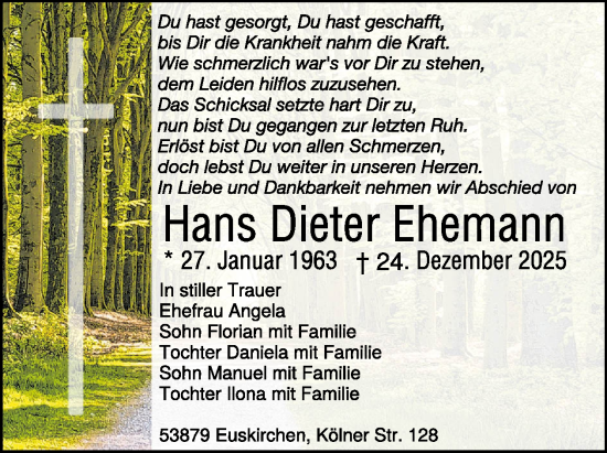 Traueranzeige von Hans Dieter Ehemann  von WochenSpiegel