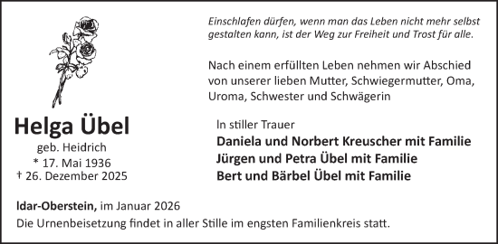 Traueranzeige von Helga Übel von WochenSpiegel