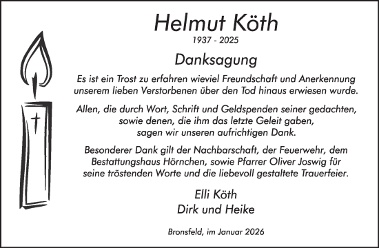 Traueranzeige von Helmut Köth von WochenSpiegel
