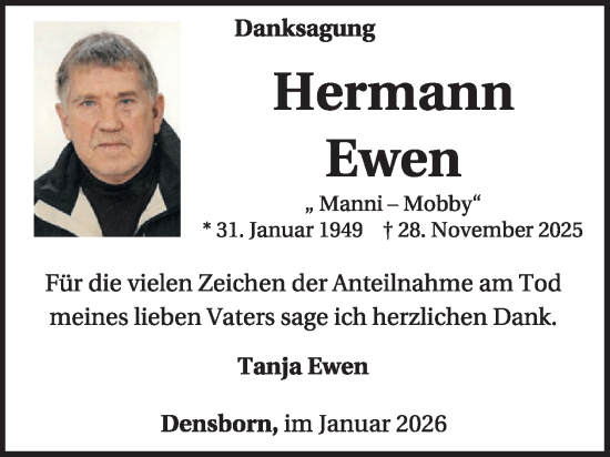 Traueranzeige von Hermann Ewen von WochenSpiegel