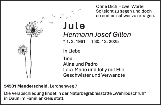 Traueranzeige von Hermann Josef Gillen von WochenSpiegel