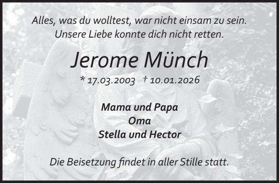 Traueranzeige von Jerome Münch von WochenSpiegel