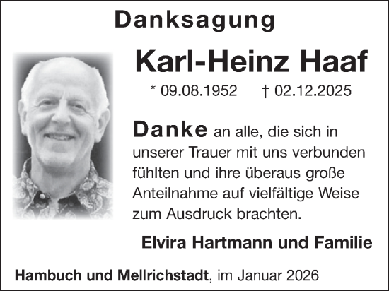 Traueranzeige von Karl-Heinz Haaf von WochenSpiegel