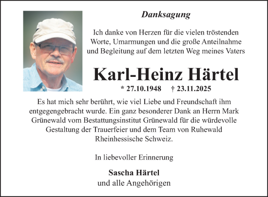 Traueranzeige von Karl-Heinz Härtel von WochenSpiegel