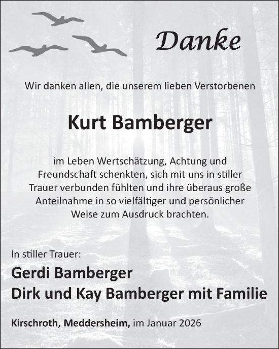 Traueranzeige von Kurt Bamberger von WochenSpiegel