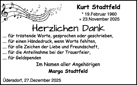 Traueranzeige von Kurt Stadtfeld von WochenSpiegel