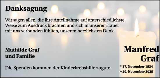 Traueranzeige von Manfred Graf von WochenSpiegel