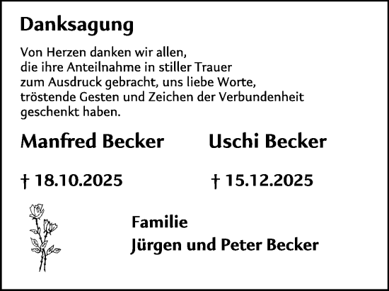 Traueranzeige von Manfred und Uschi Becker von WochenSpiegel