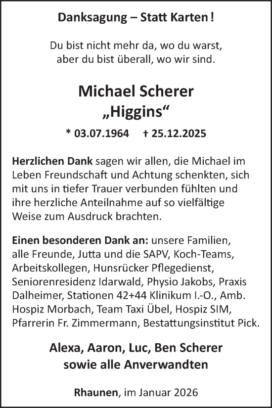 Traueranzeige von Michael Scherer von WochenSpiegel