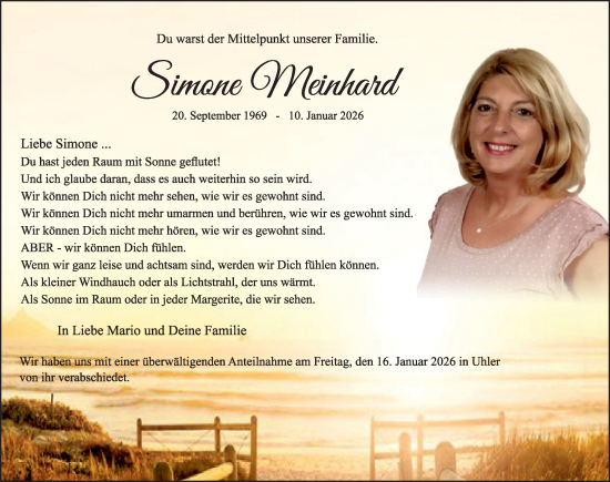 Traueranzeige von Simone Meinhard von WochenSpiegel