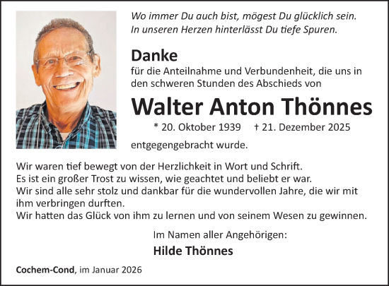 Traueranzeige von Walter Anton Thönnes von WochenSpiegel