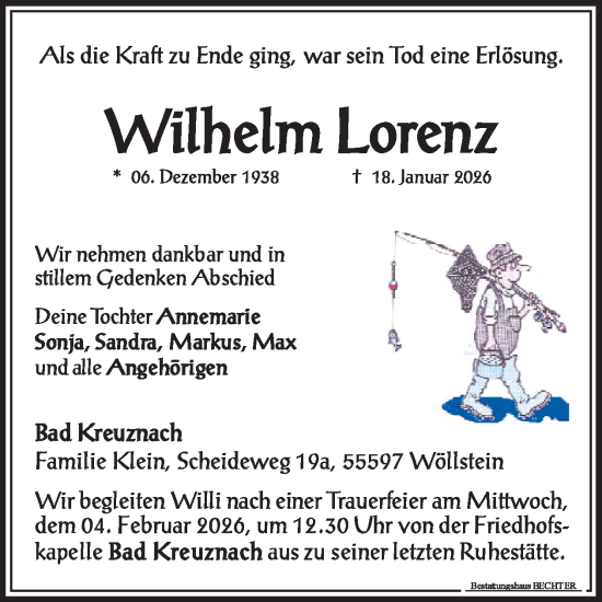 Traueranzeige von Wilhelm Lorenz von WochenSpiegel
