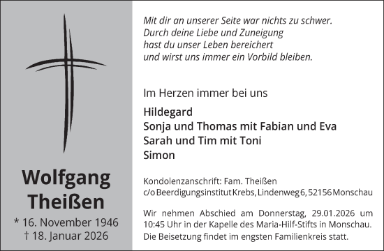 Traueranzeige von Wolfgang Theißen von WochenSpiegel