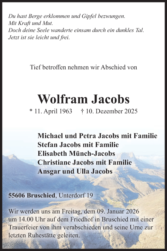 Traueranzeige von Wolfram Jacobs von WochenSpiegel