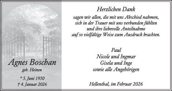 Traueranzeige von Agnes Boschan von WochenSpiegel