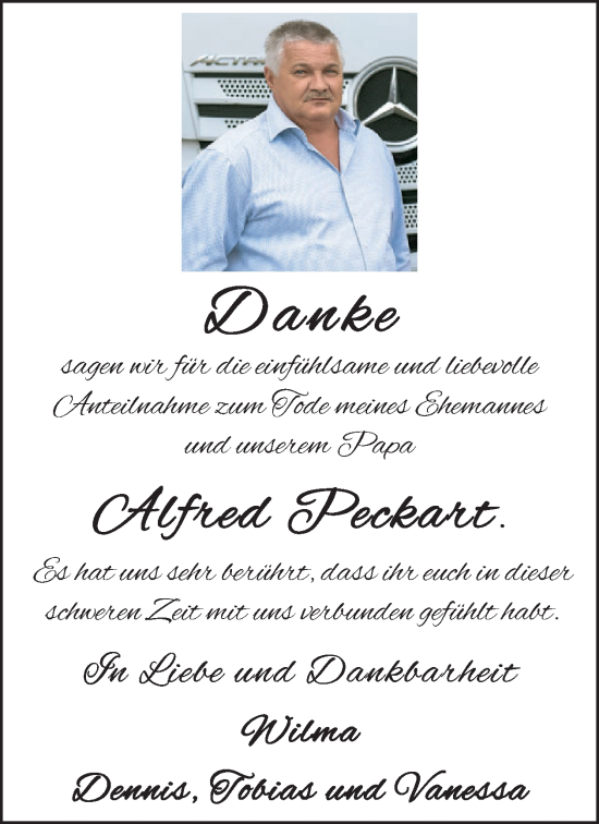 Traueranzeige von Alfred Peckart von WochenSpiegel