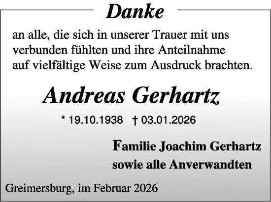 Traueranzeige von Andreas Gerhartz von WochenSpiegel