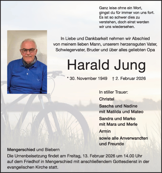 Traueranzeige von Harald Jung von WochenSpiegel