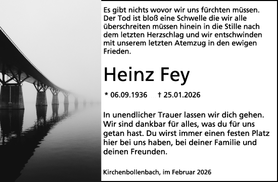 Traueranzeige von Heinz Fey von WochenSpiegel