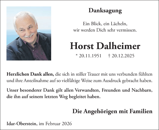 Traueranzeige von Horst Dalheimer von WochenSpiegel