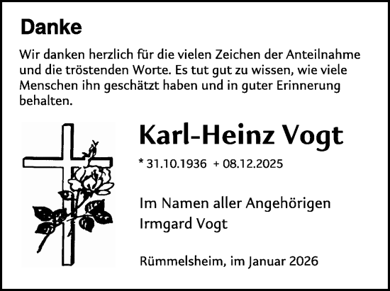 Traueranzeige von Karl-Heinz Vogt von WochenSpiegel