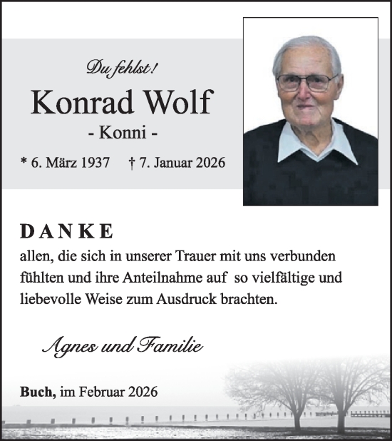 Traueranzeige von Konrad Wolf von WochenSpiegel