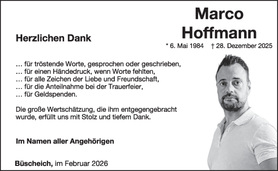 Traueranzeige von Marco Hoffmann von WochenSpiegel