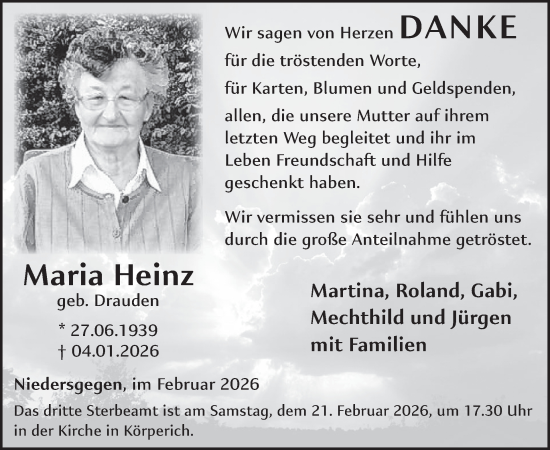 Traueranzeige von Maria Heinz von WochenSpiegel