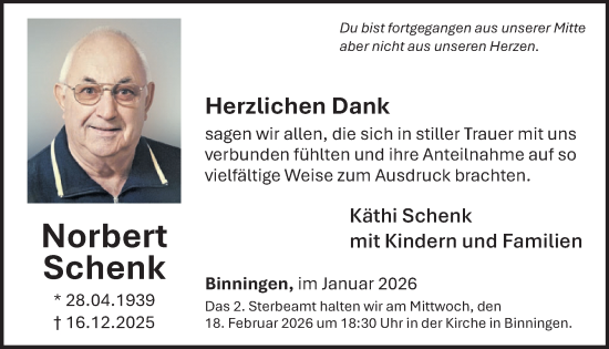 Traueranzeige von Norbert Schenk von WochenSpiegel