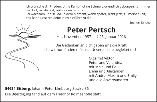 Traueranzeige von Peter Pertsch von WochenSpiegel