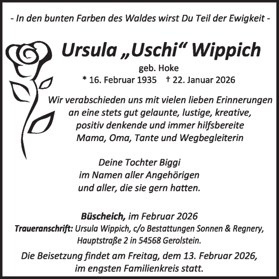 Traueranzeige von Ursula Wippich von WochenSpiegel