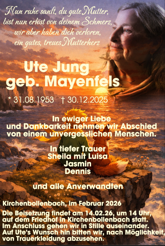 Traueranzeige von Ute Jung von WochenSpiegel