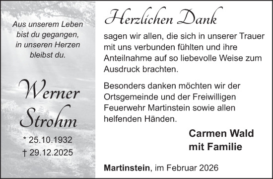 Traueranzeige von Werner Strohm von WochenSpiegel